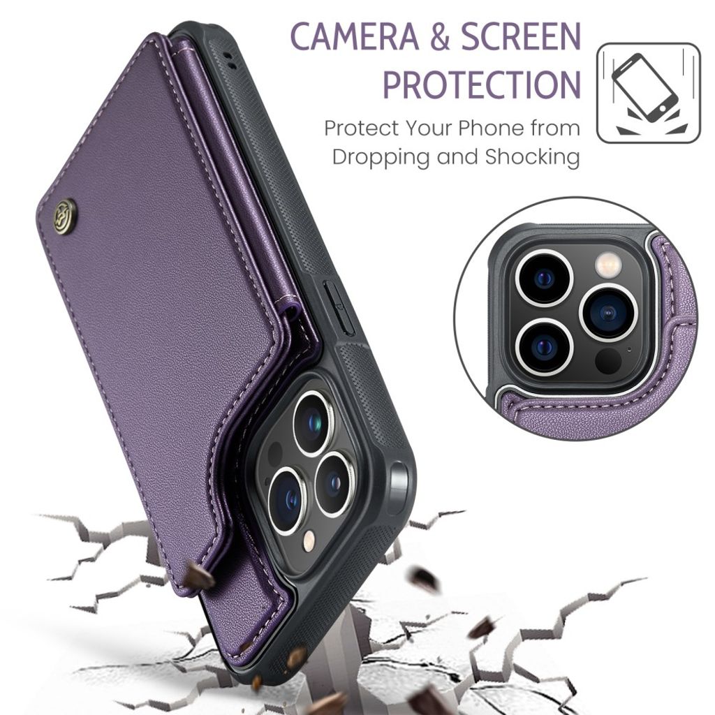 CASEME iPhone 13 Pro Max Lompakkokuori RFID-estolla - Violetti