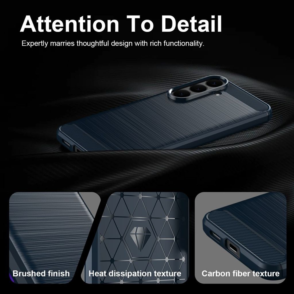 Samsung Galaxy S26 FE deksel med karbonfibertekstur – blå