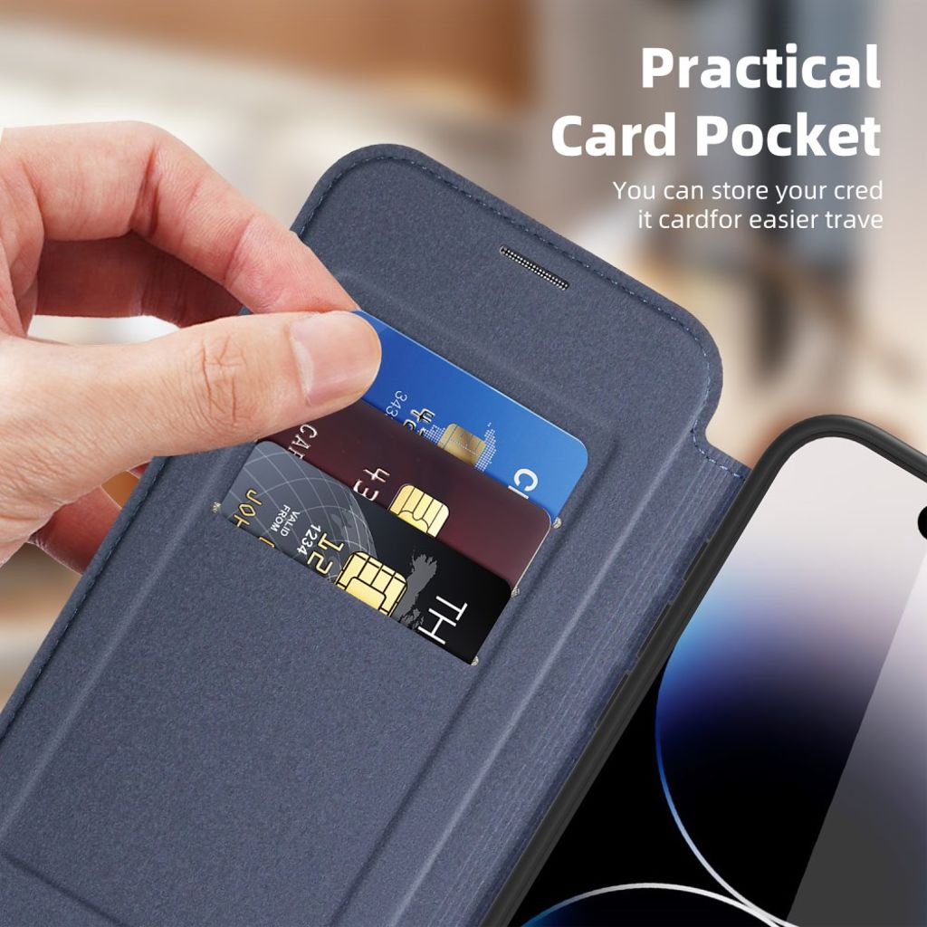 iPhone 14 Pro Plånboksfodral MagSafe-kompatibel Korthållare RFID - Mörkblå