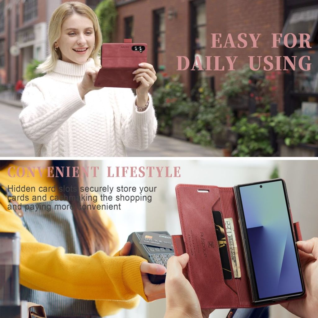 AUTSPACE Samsung Galaxy Z Fold8 Ultra Flip Cover med RFID blokering - Rød