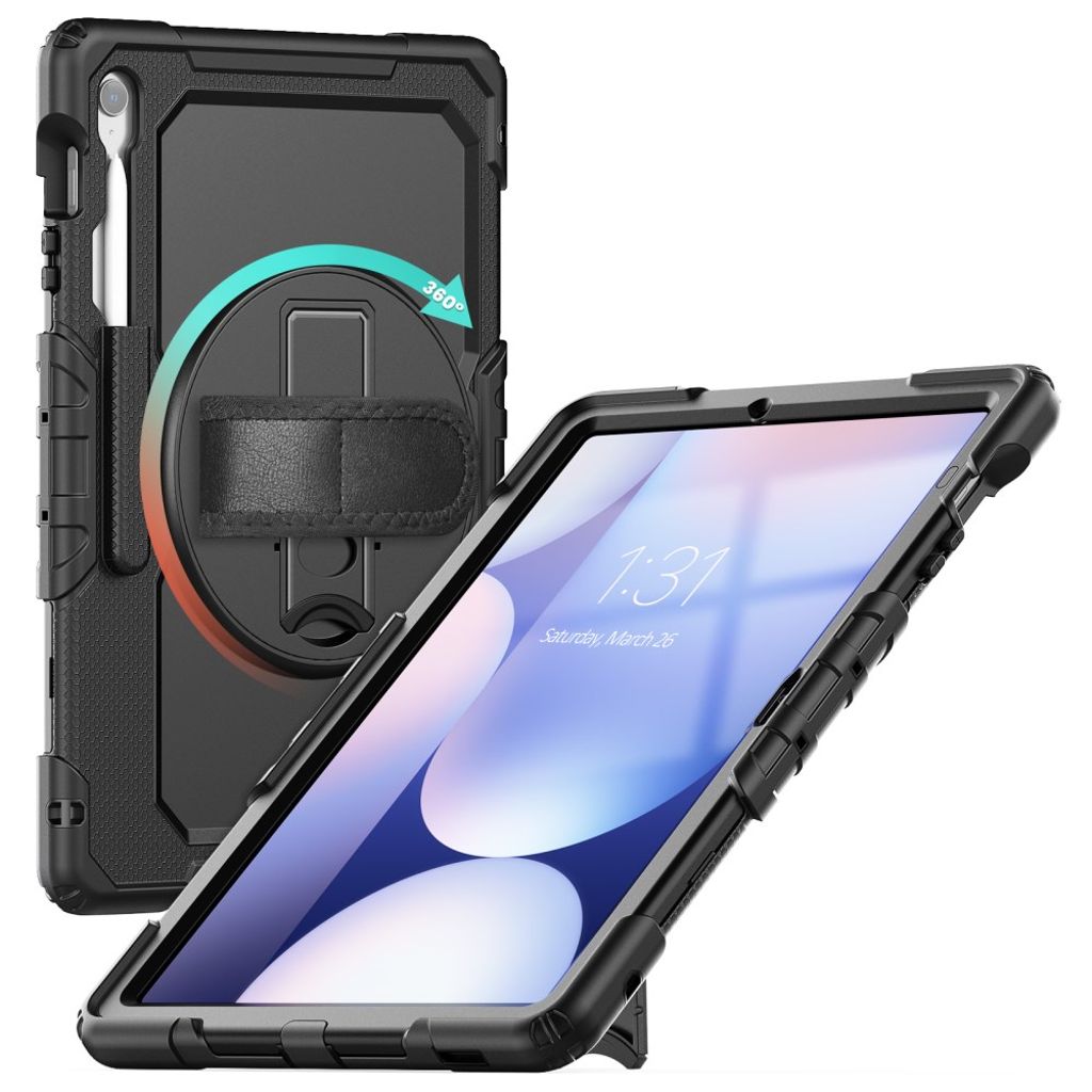Samsung Galaxy Tab S10 FE Plus Case with Shoulder Strap - Black