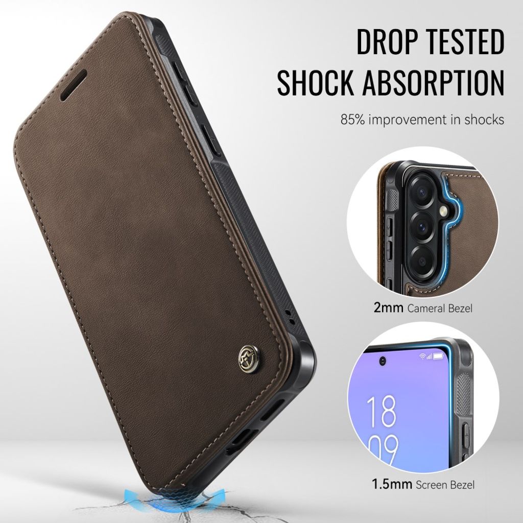CASEME 053 Samsung Galaxy A17/A16/A26 Lompakkokotelo MagSafe RFID-estävä - Ruskea