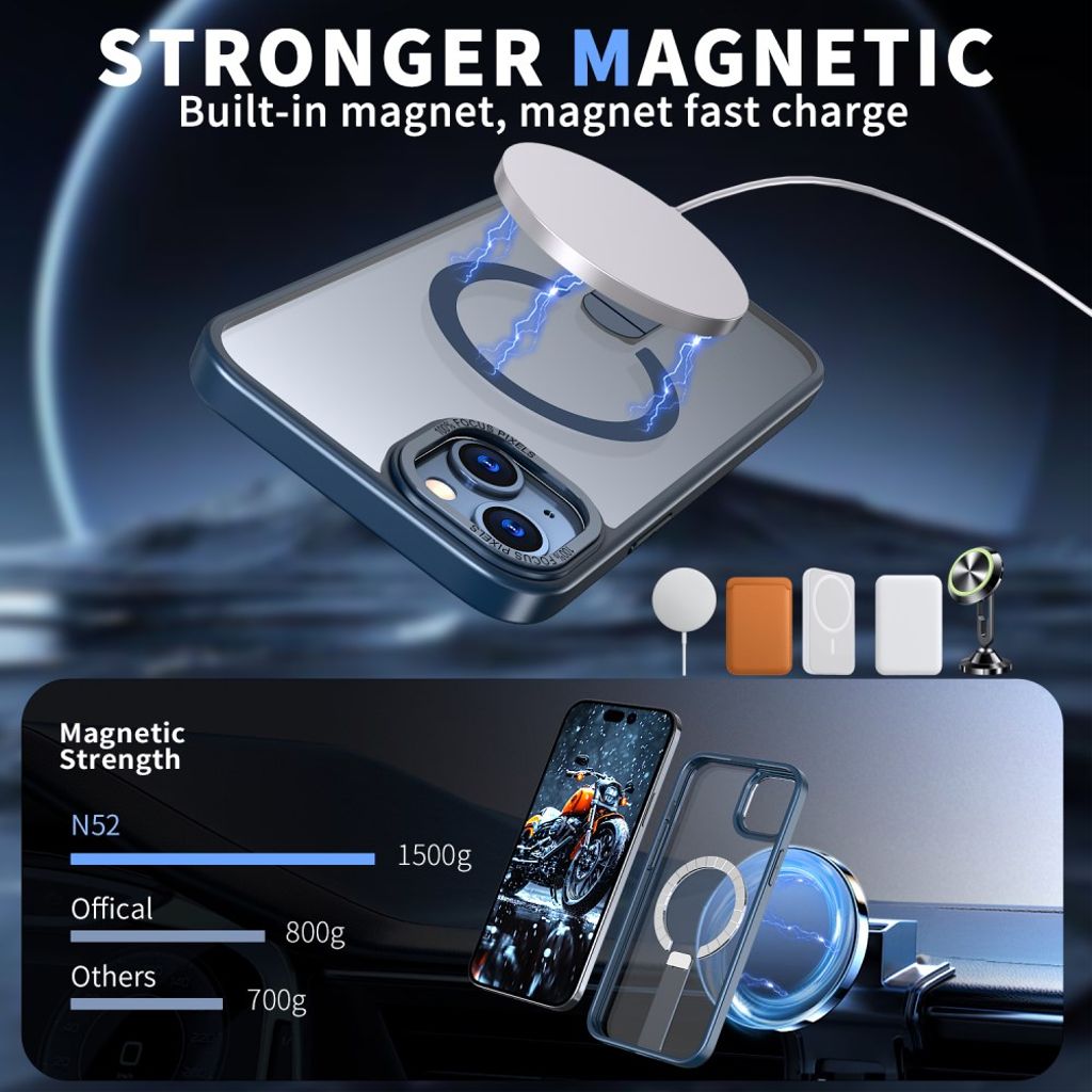 iPhone 14 Plus MagSafe Deksel med Stativ – Blå