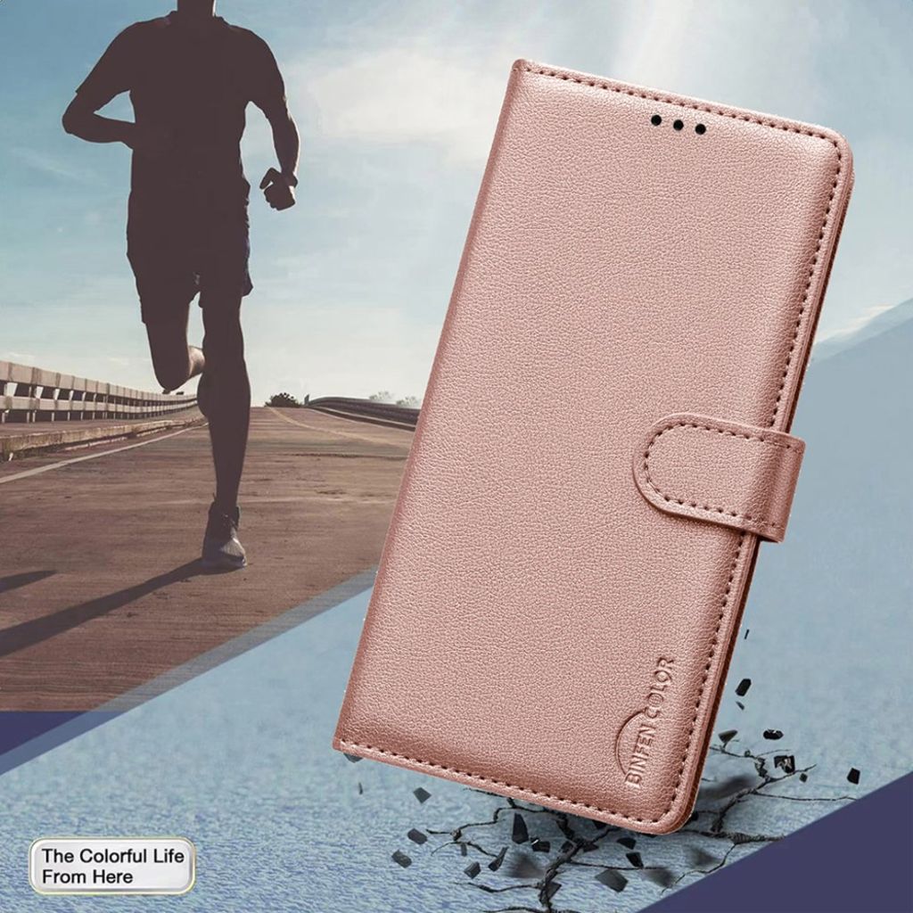 BINFEN COLOR iPhone 13/14 RFID-estävä Lompakkokotelo – Ruusu kultaa