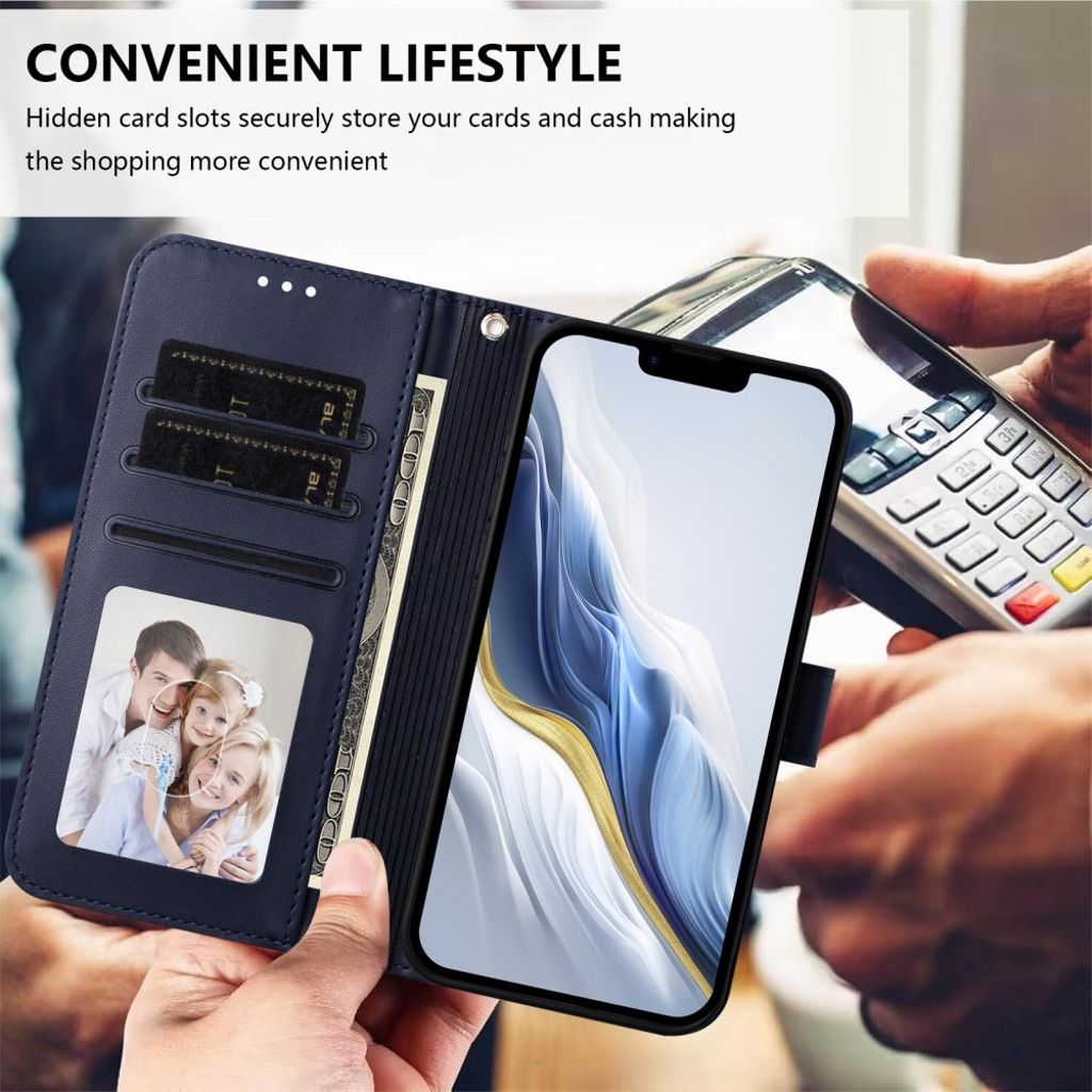 Nothing Phone (3) 5G Wallet Cover Stand Card Holder Strap - Blue