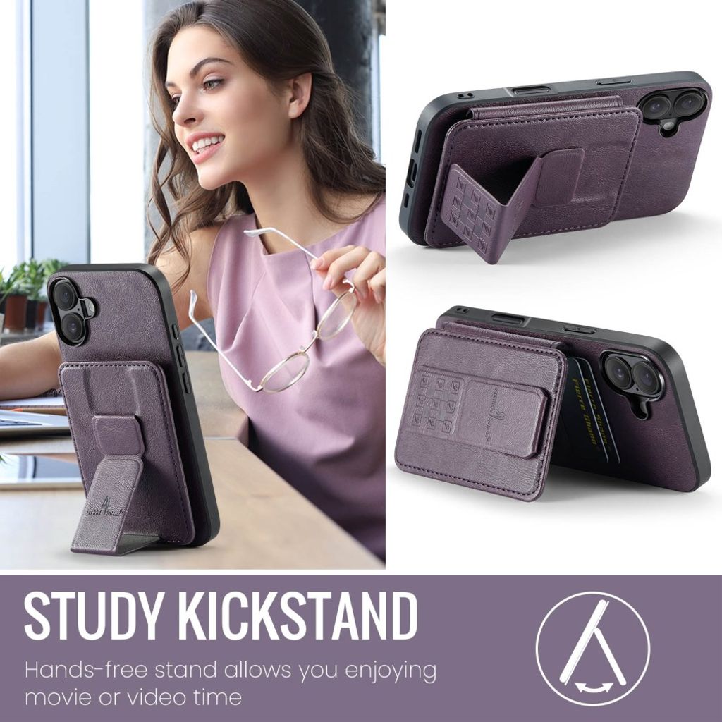 FIERRE SHANN iPhone 16 Case with Card slots - Purple