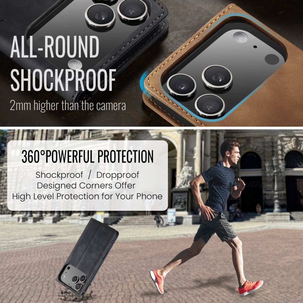 CASEME iPhone 17 Pro Max Lommeboketui med Kortspor - Svart