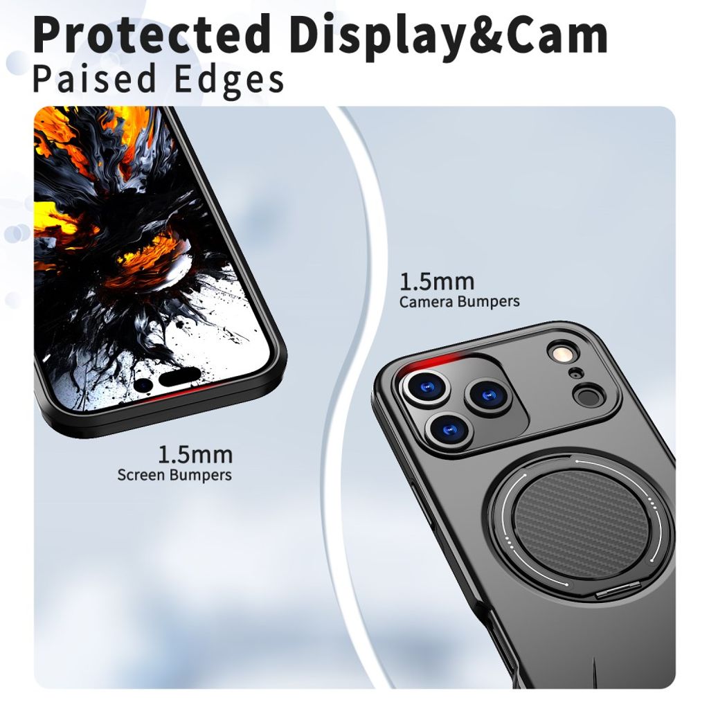 iPhone 18 Pro Max/17 Pro Max MagSafe-deksel med ringholder – svart