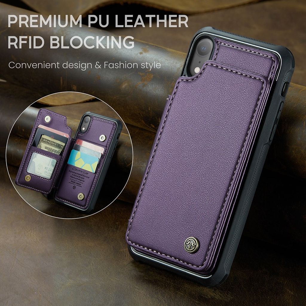 CASEME iPhone XR Plånboksskal med Kortfack & RFID-blockering – Lila
