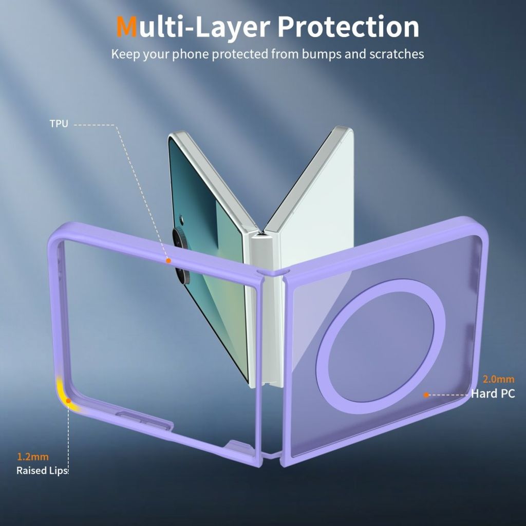 Samsung Galaxy Z Flip8 MagSafe kuori akryylitakalla - Violetti
