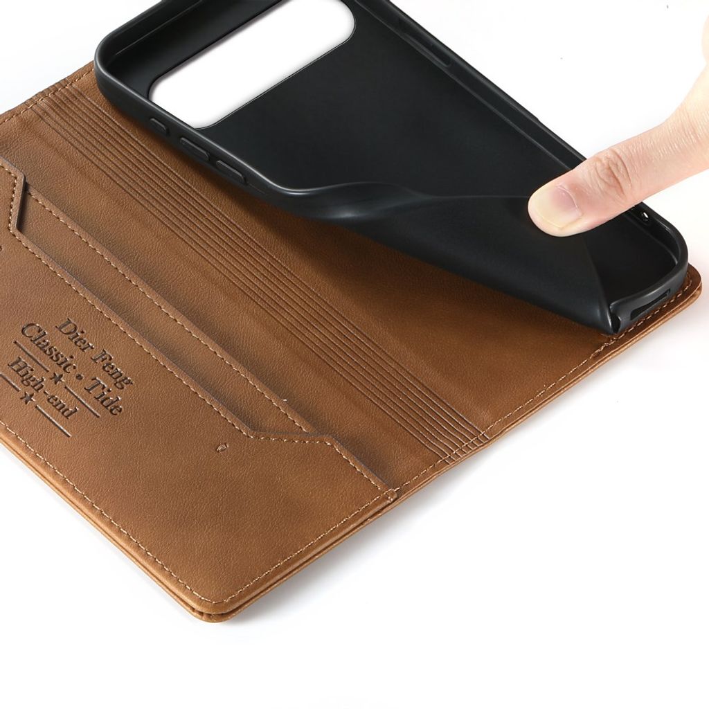 DIETFENG Google Pixel 11 Pro XL Plånboksfodral med RFID-blockering - Ljusbrun