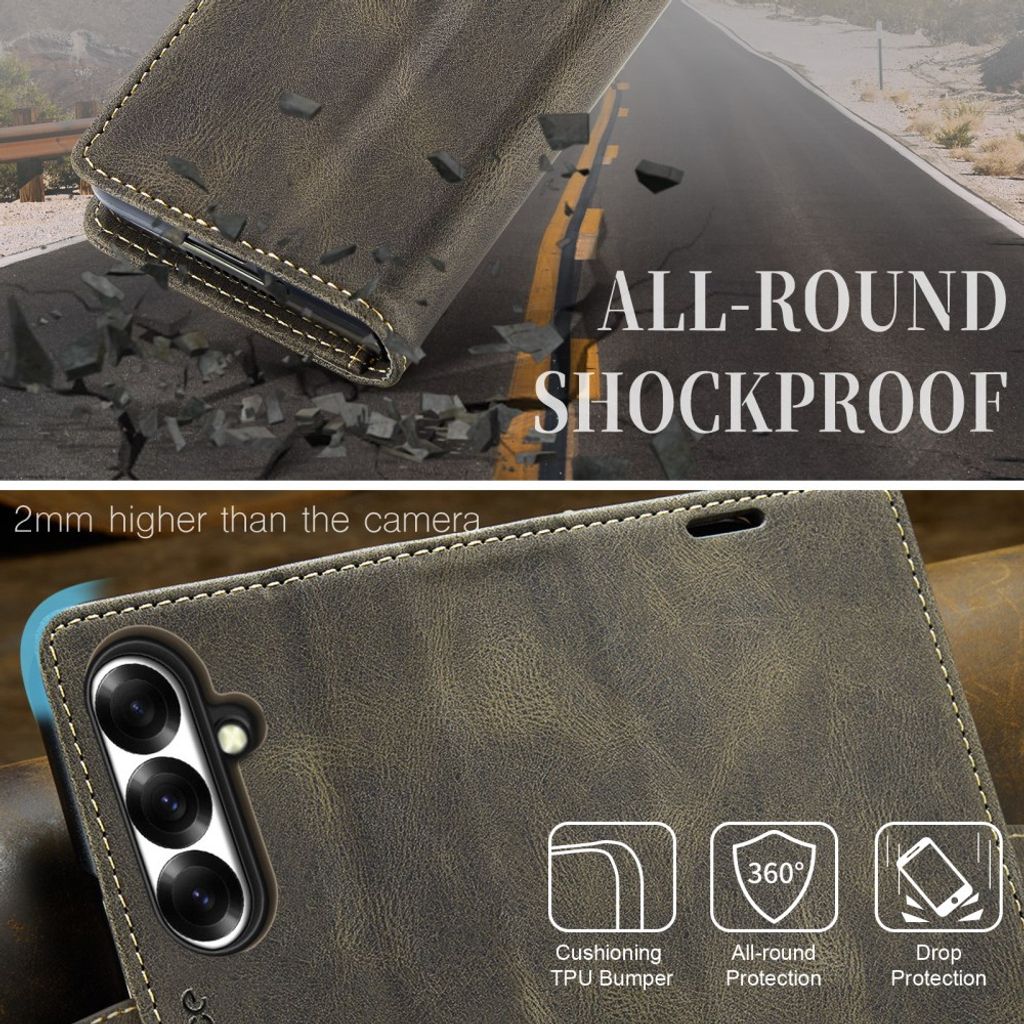 AUTSPACE Samsung Galaxy Z Fold8 Ultra Flip Cover med RFID blokering - Mørkebrun
