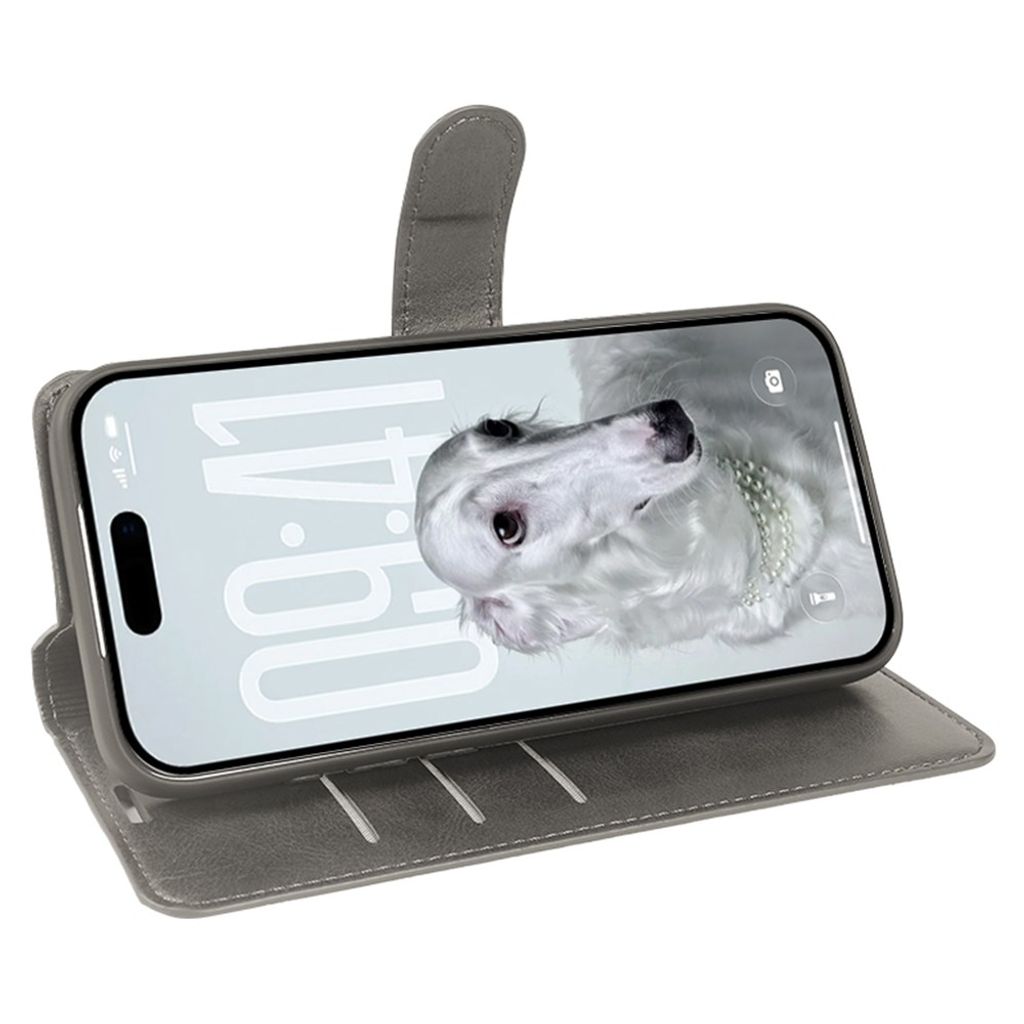 iPhone 18 Pro/17 Pro Lompakkokotelo jalustalla - Harmaa