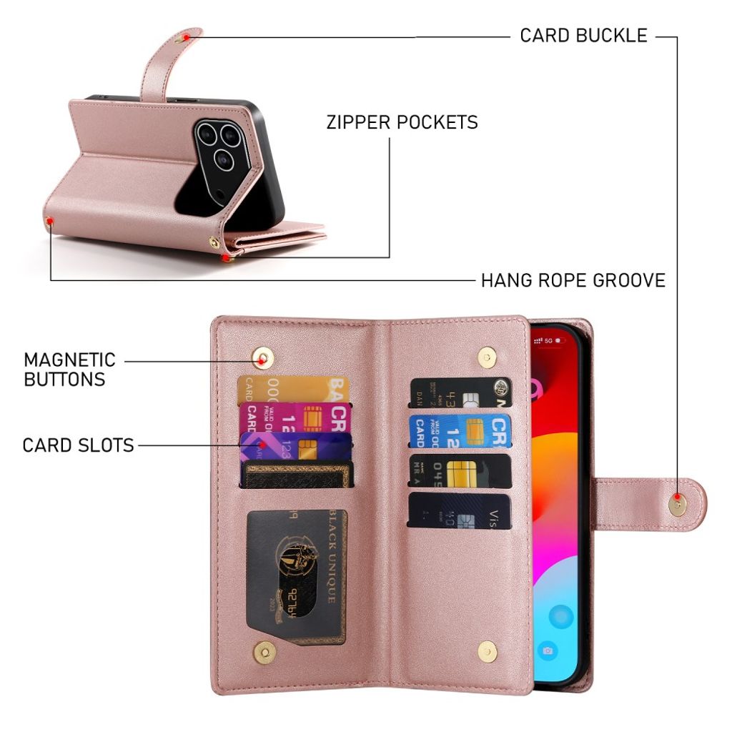 iPhone 17 Pro Lompakkokotelo Kantohihna - pinkki
