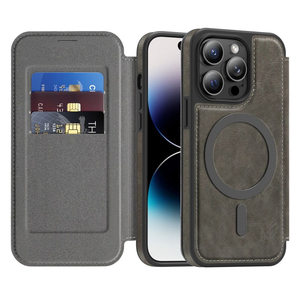 iPhone 14 Pro Wallet Cover MagSafe RFID Blocking - Grey