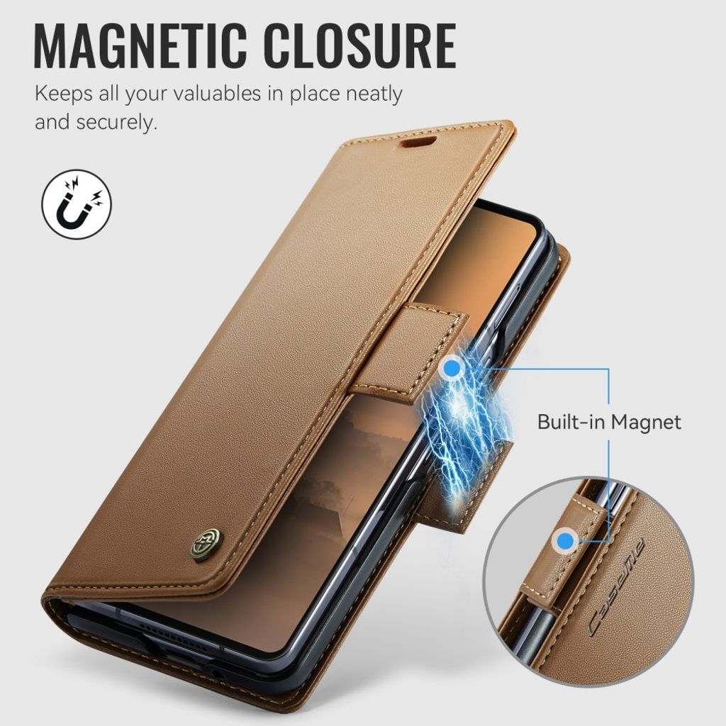 CASEME Samsung Galaxy Z Fold8 Ultra Flip Cover med RFID blokering - Brun
