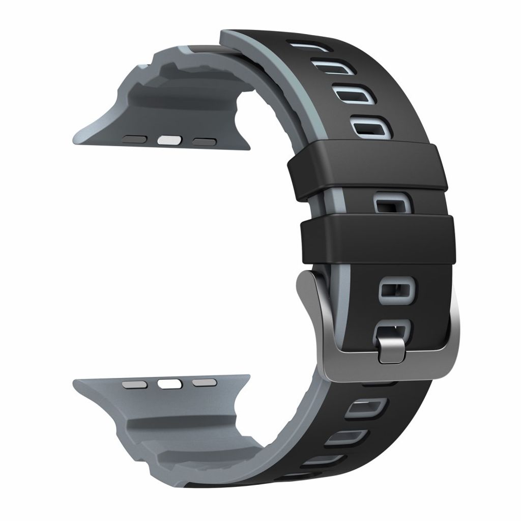 Apple Watch 49/46/44/42mm Tvåfärgat Klockarmband Silikon - Svart/Grå