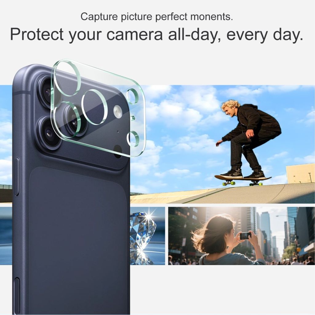IMAK iPhone 18 Pro Max -linssinsuoja karkaistulla lasilla ja akryylikuorella - musta/läpinäkyvä