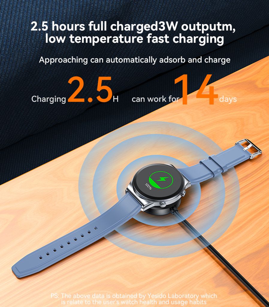 Yesido CA162 magnetisk lader til Samsung Galaxy Watch, USB-C, 1m – svart