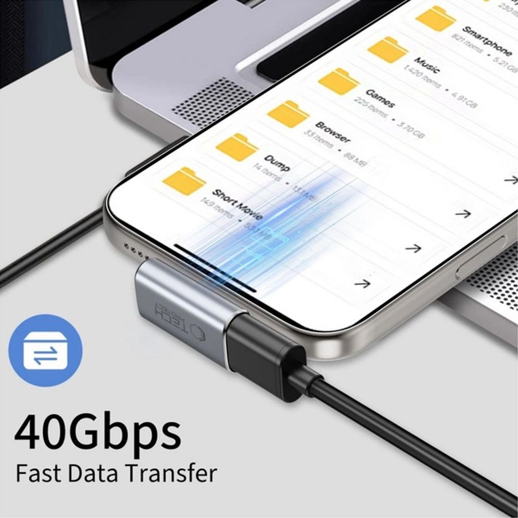 Tech-Protect Ultraboost AA03 USB-C vinklet adapter – grå