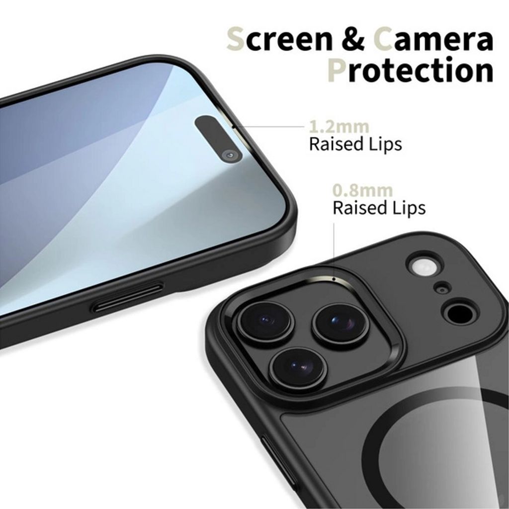 Tech-Protect MagMat MagSafe Deksel till iPhone 17 Pro Max - Svart/Gjennomsiktig