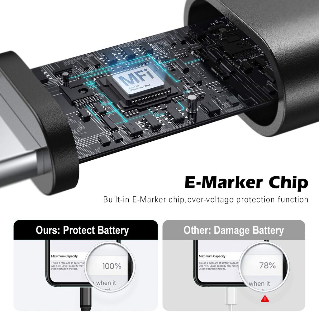 SiGN USB-C - Lightning kaapeli 20W, 0.25m - Musta