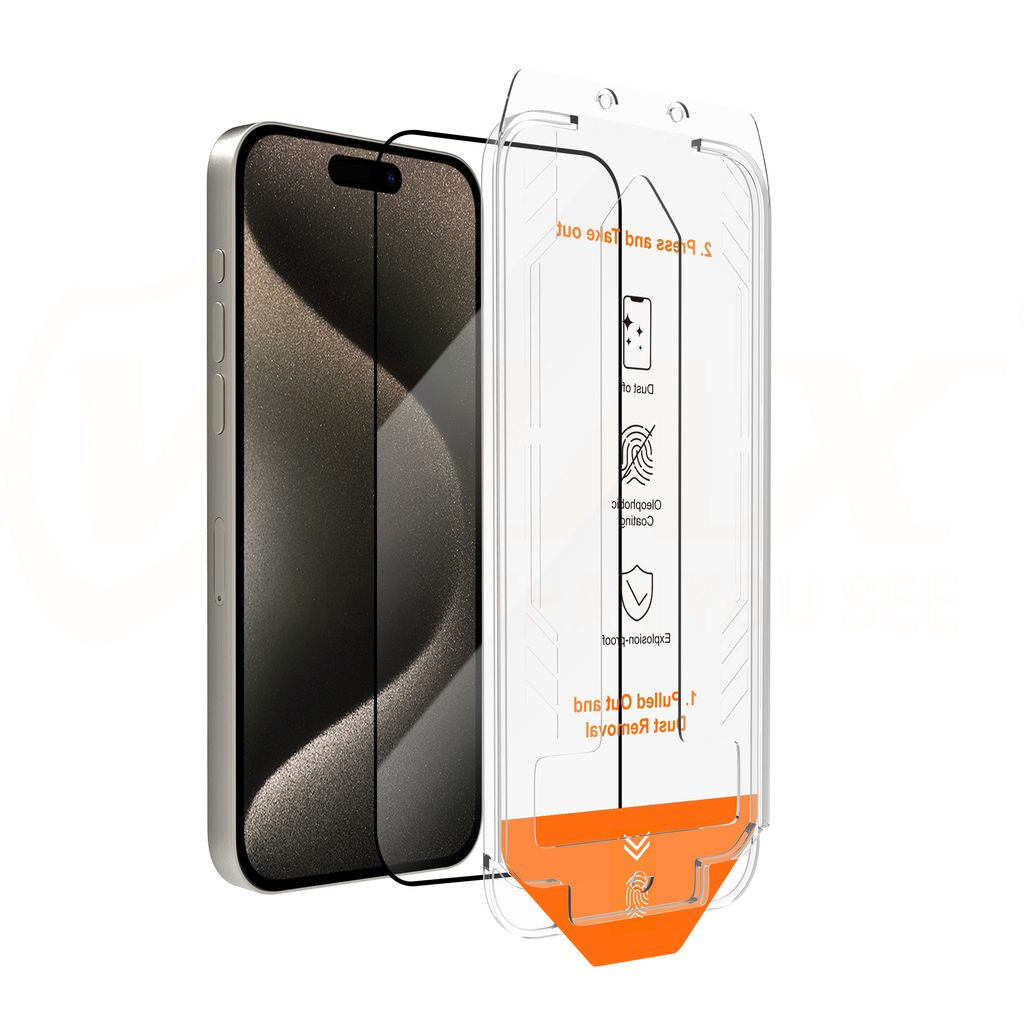 SiGN Skjermbeskytter iPhone 15 Pro – EZ Apply med støvfri applikator