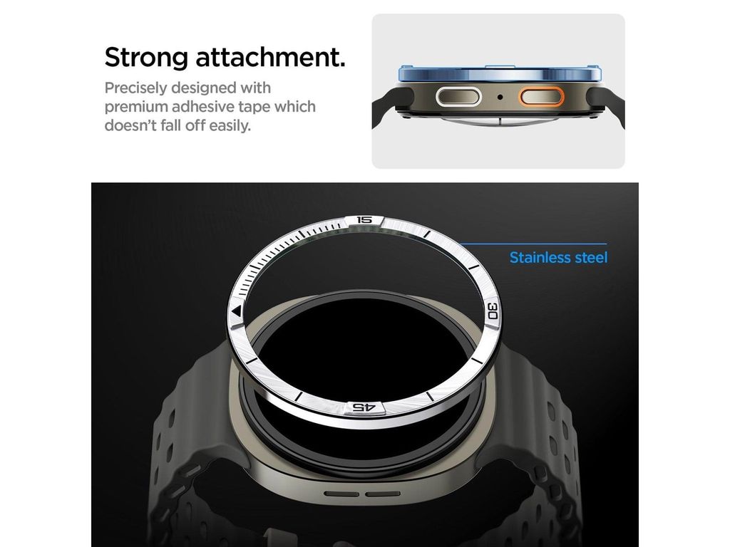 Spigen Tune Pilot Bezel Rammedeksel til Galaxy Watch 9/8 44 mm - sølv