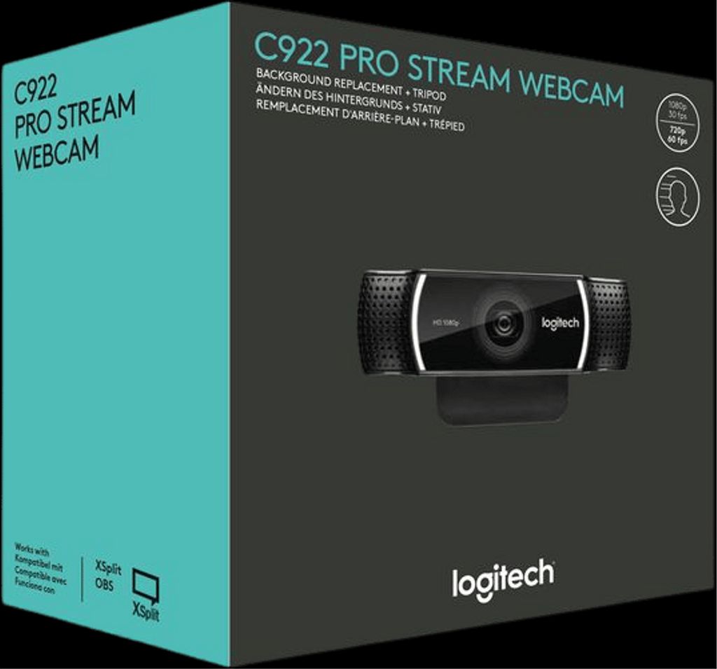 Logitech C922 Pro Stream Streaming webkamera med 60fps – sort