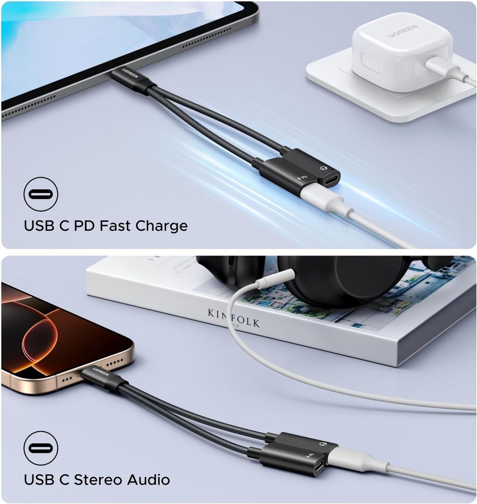 UGREEN USB-C Audio Adapter for Headphones and Charging