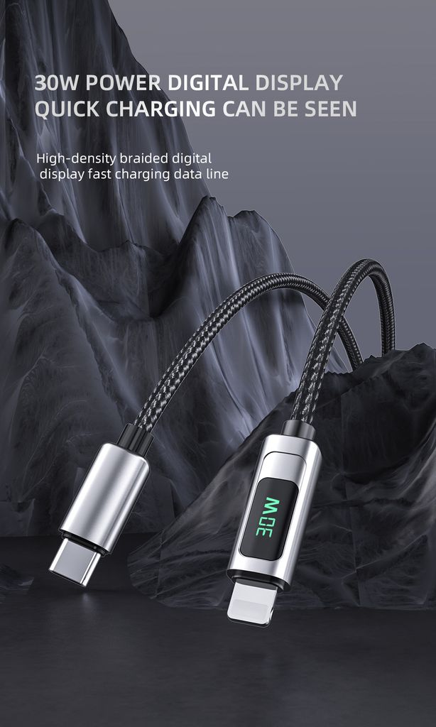 NEXTBATT USB-C til Lightning-kabel 30W, 3A, 1m - Sort