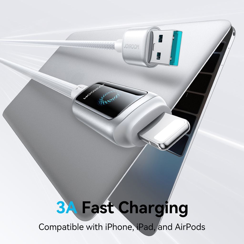 Joyroom USB-A to Lightning Fast Charging Data Cable 3A, 1.2m - White