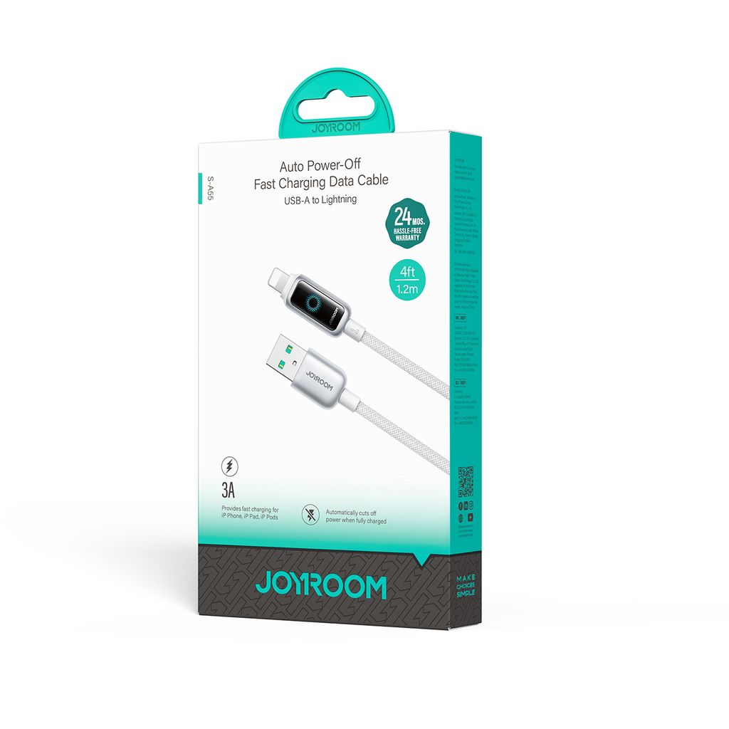 Joyroom USB-A to Lightning Fast Charging Data Cable 3A, 1.2m - White
