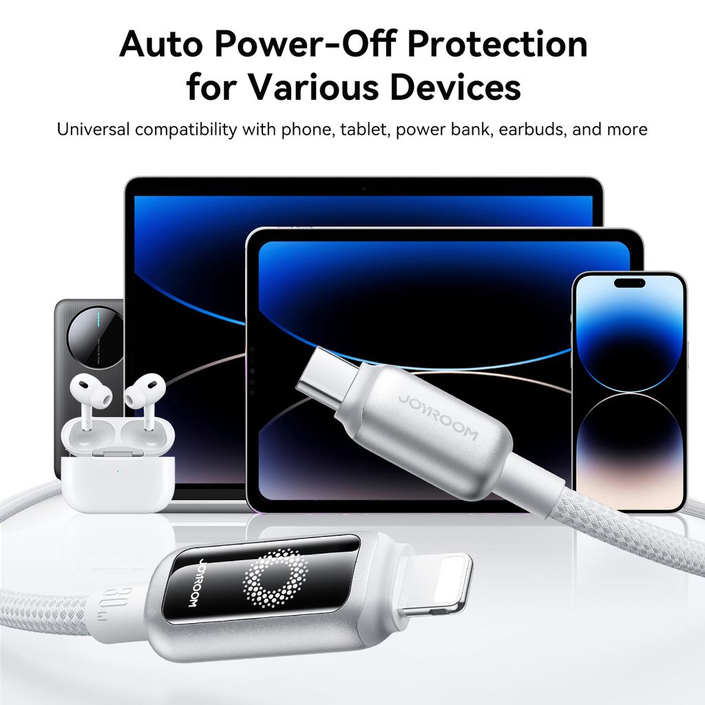 Joyroom USB-C till Lightning Snabbladdningskabel 30W, 1,2m - Vit