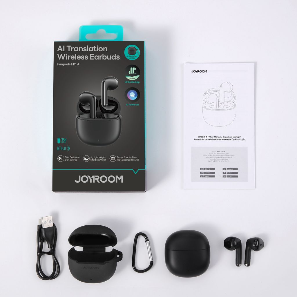 Joyroom JR-FB1 Funpods TWS Langattomat nappikuulokkeet ANC:llä, tekoälyllä – musta