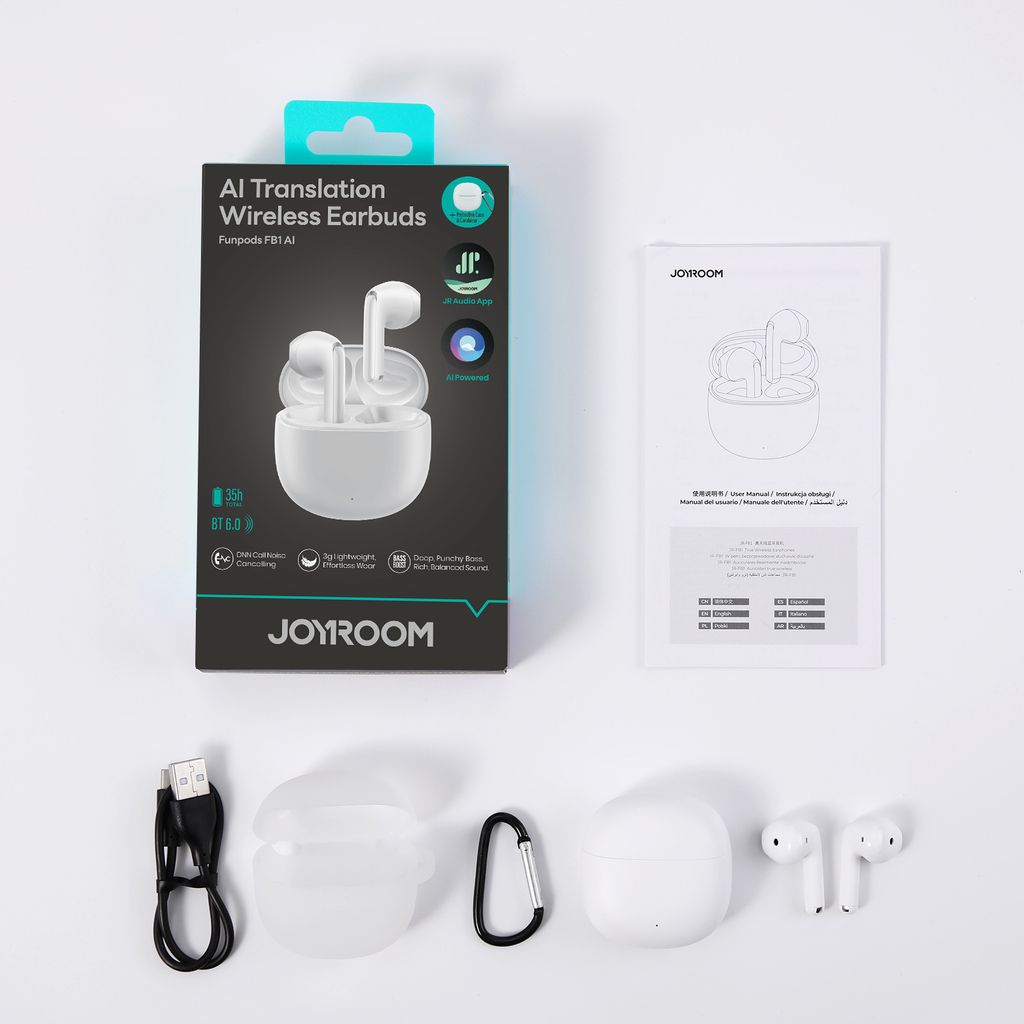 Joyroom JR-FB1 Funpods TWS Trådlösa in-ear hörlurar med ANC, AI version – Vit