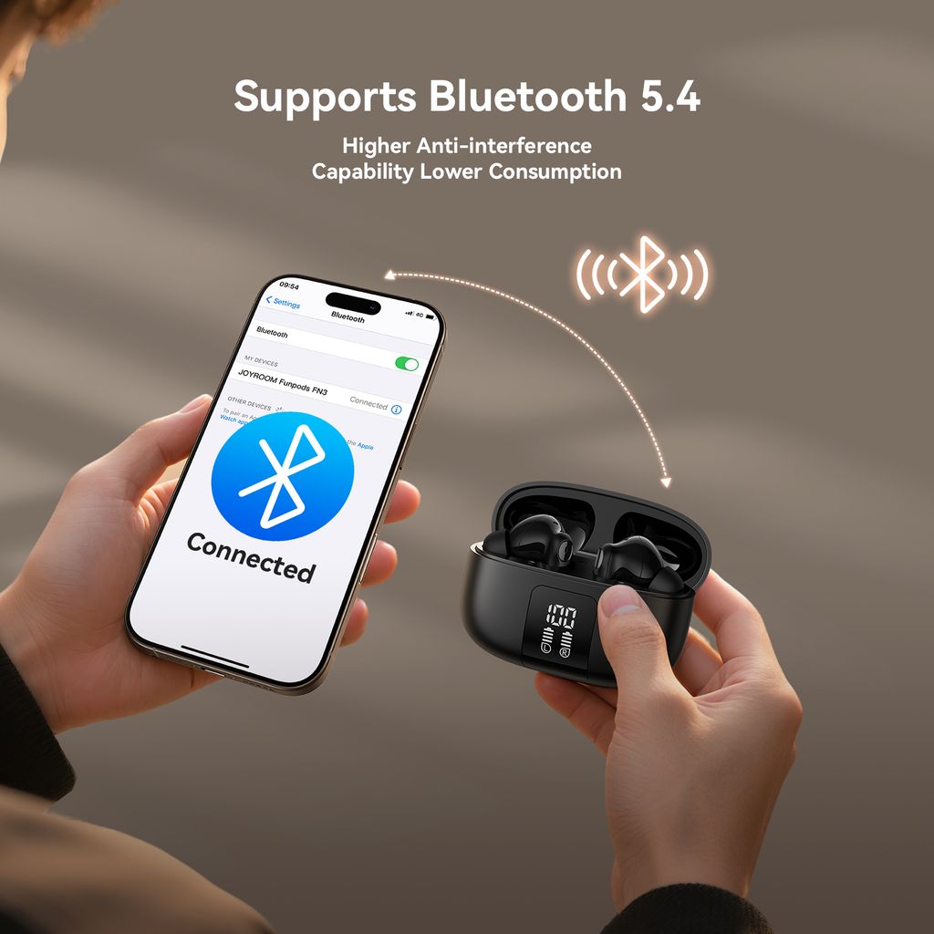 Joyroom Wireless Earphones with ANC and Smart App Control - Black