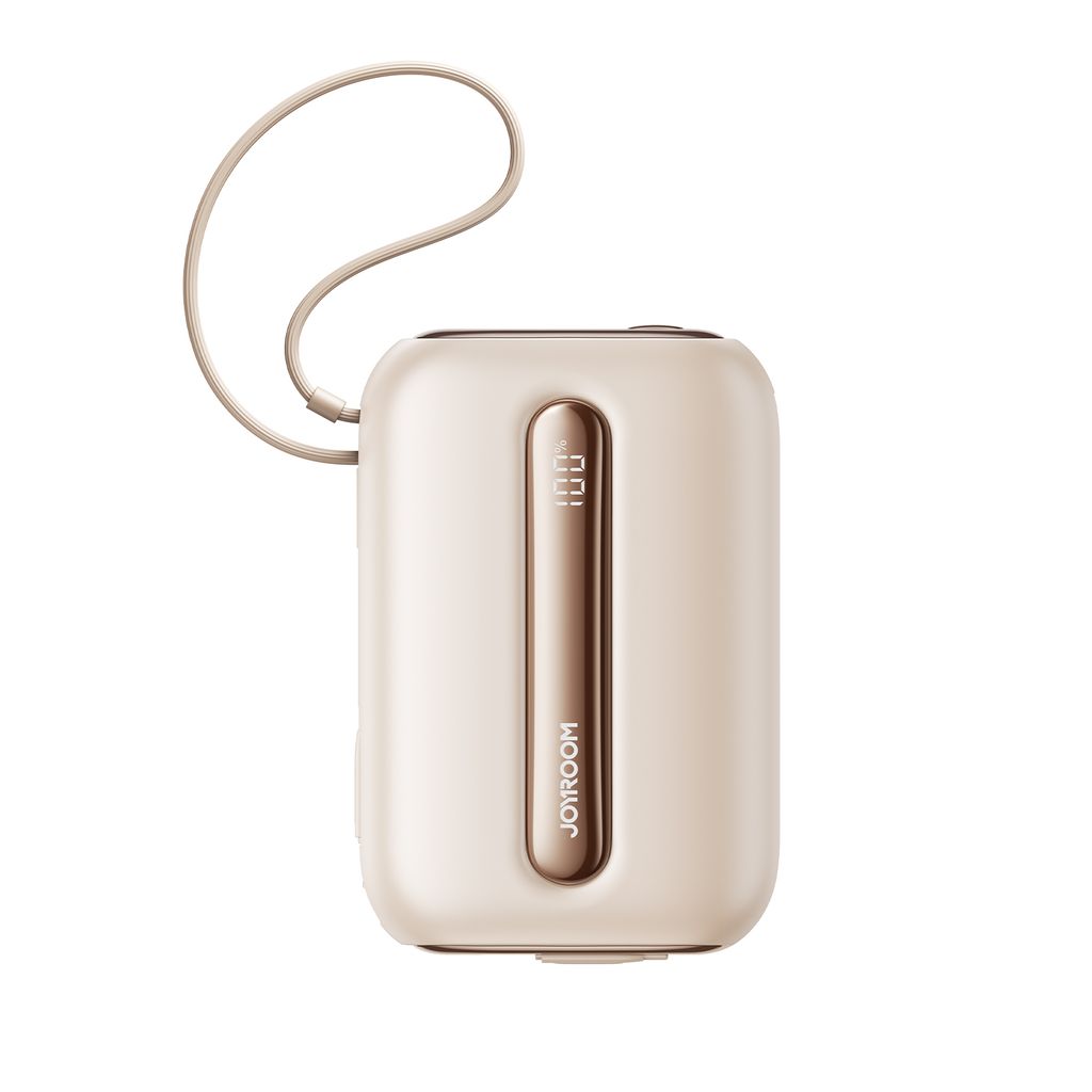 Joyroom JR-L012 Ultra powerbank 20000mAh met USB-C/Lightning-kabels - Abrikoos