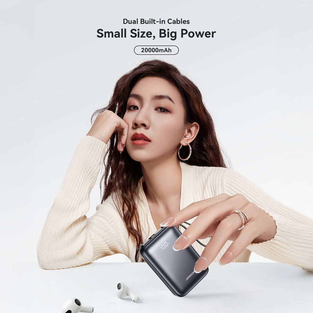 Joyroom JR-PBF29 Mini-Powerbank 20000mAh 22,5W mit zwei Kabeln – weiß