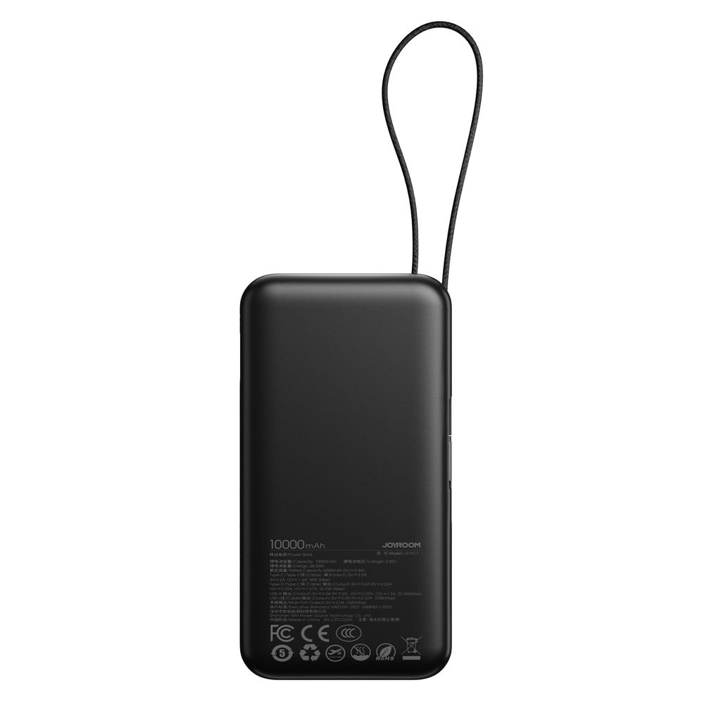 Joyroom JR-PC2 Powerbank 20000mAh met ingebouwde USB-C/Lightning-kabels – Zwart