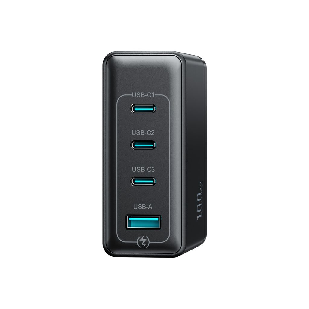 Joyroom 100W GaN Moniporttipikalaturi USB-C-kaapelilla 240W, 2m – Musta