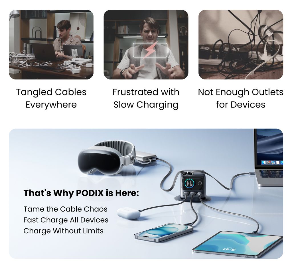 JOYROOM PODIX JR-TRD01 140W 5-in-1 GaN-latausasema - Harmaa