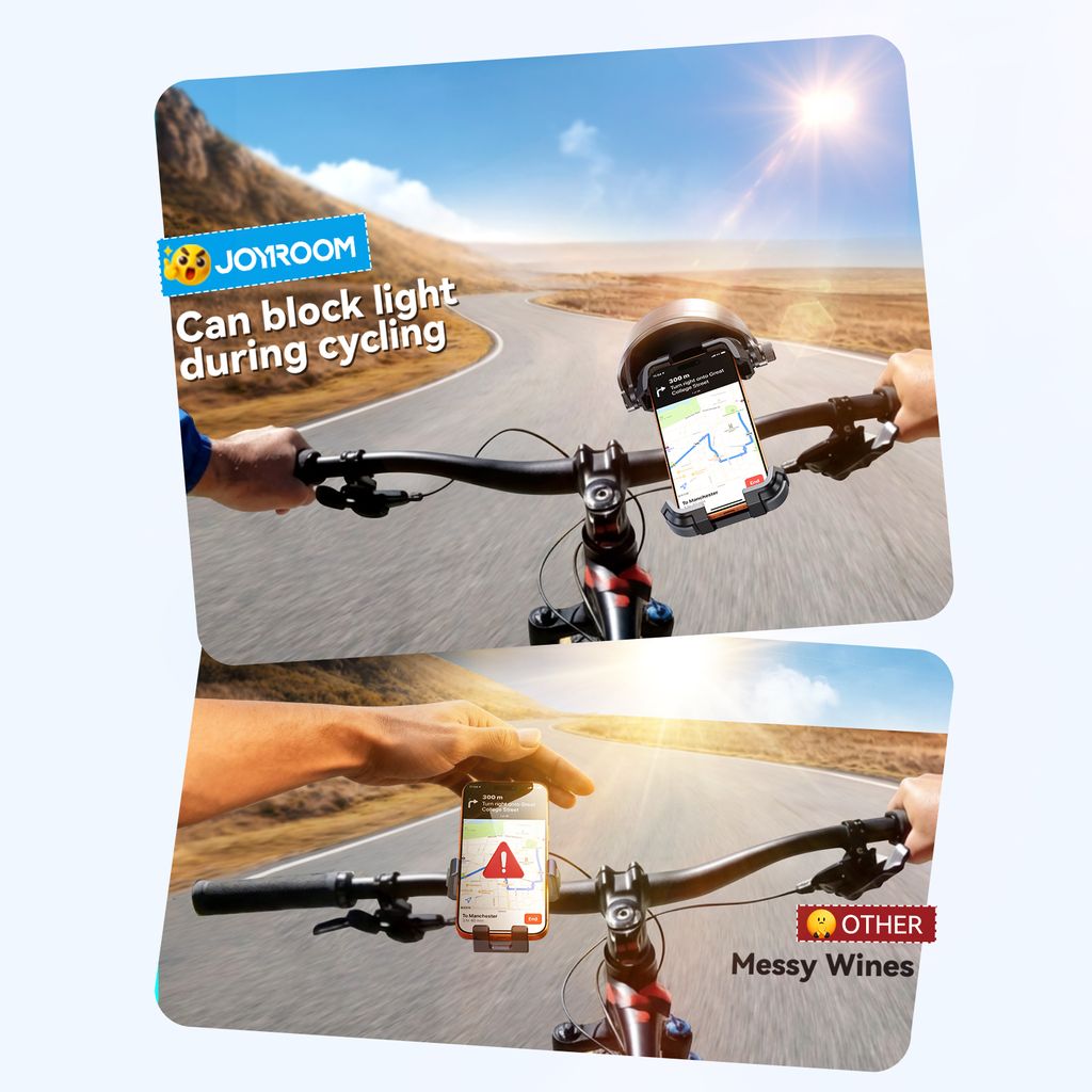 Joyroom JR-ZS528 telefonholder på styret med solskærm - sort