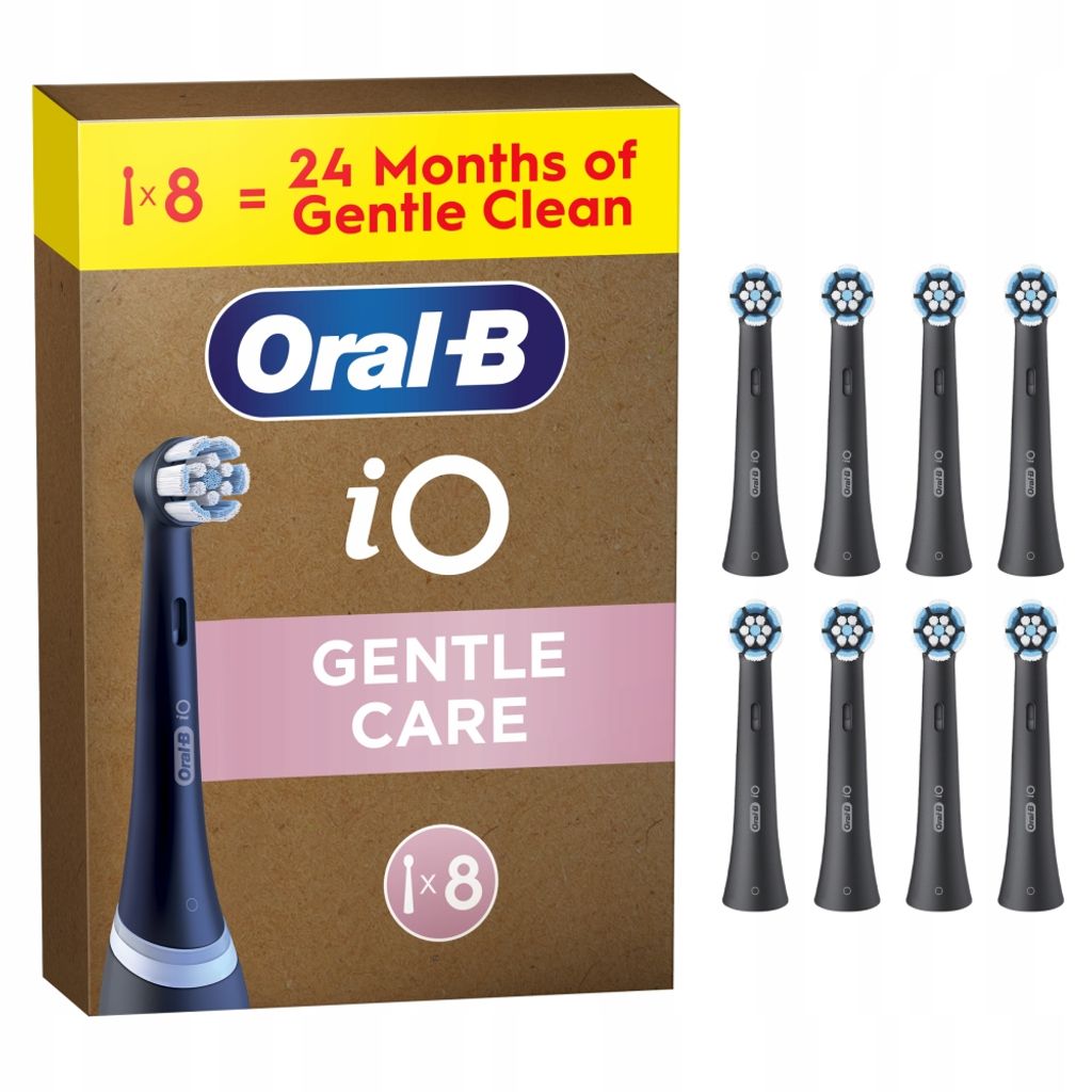 Oral-B iO Gentle Care tandbørstehoveder, 8-pak – sort