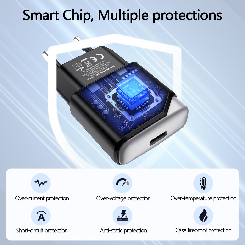 NEXTBATT GaN 20W Slim Snabbladdare USB-C – Svart / Grå