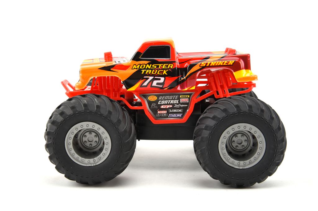 Gear4Play 1:28 Big Wheel Monster Truck Radio-ohjattava auto – Punainen/Keltainen