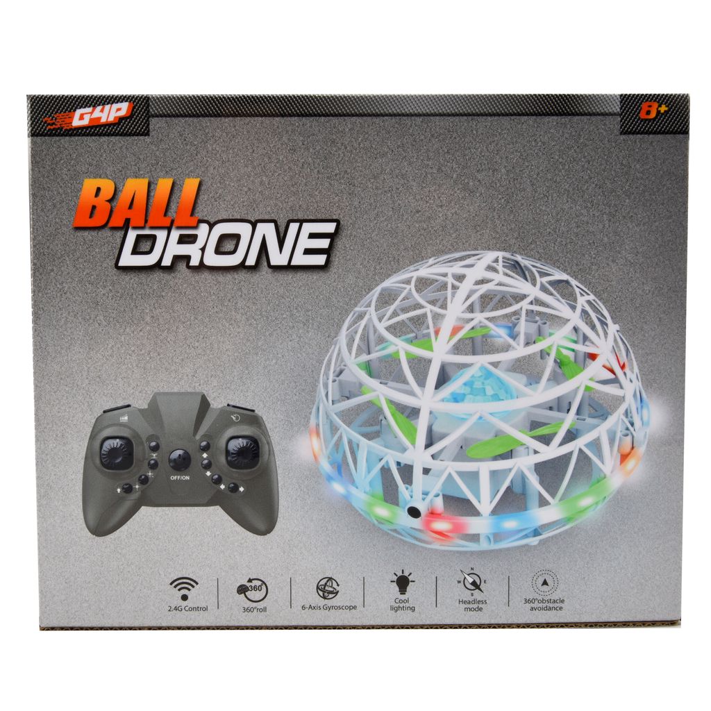 Gear4Play Ball Drone Radiostyret Legetøj med LED Lys - Hvid