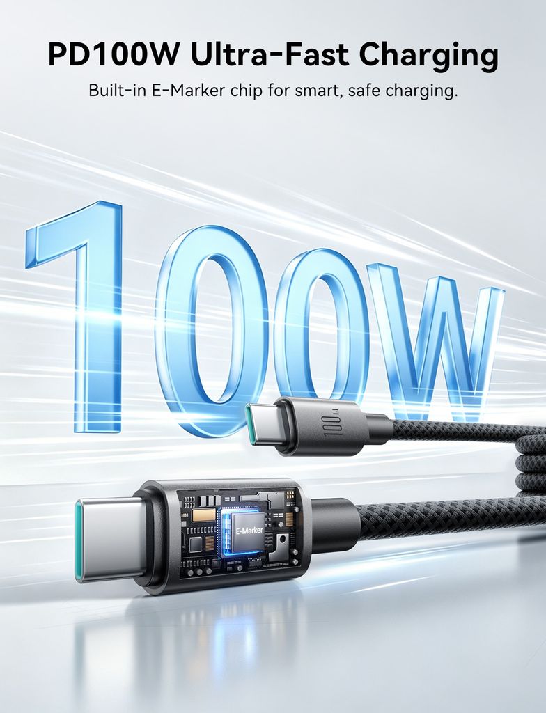 Joyroom MagEase 100W magneettinen itsekelautumiskaapeli USB-C - USB-C, 1,2 m
