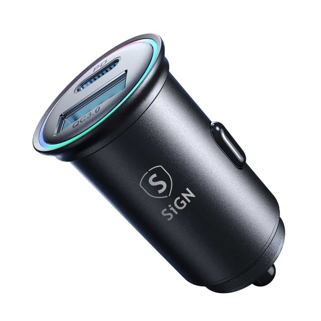 SiGN Mini Metal Billader 60W, med USB-C og USB-A