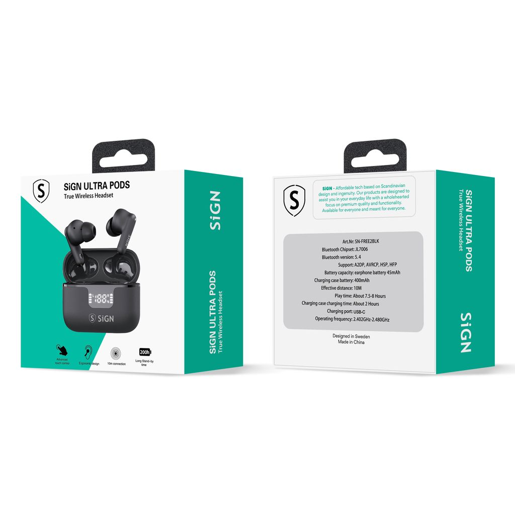 SiGN Freedom Pro trådløse hovedtelefoner - sort